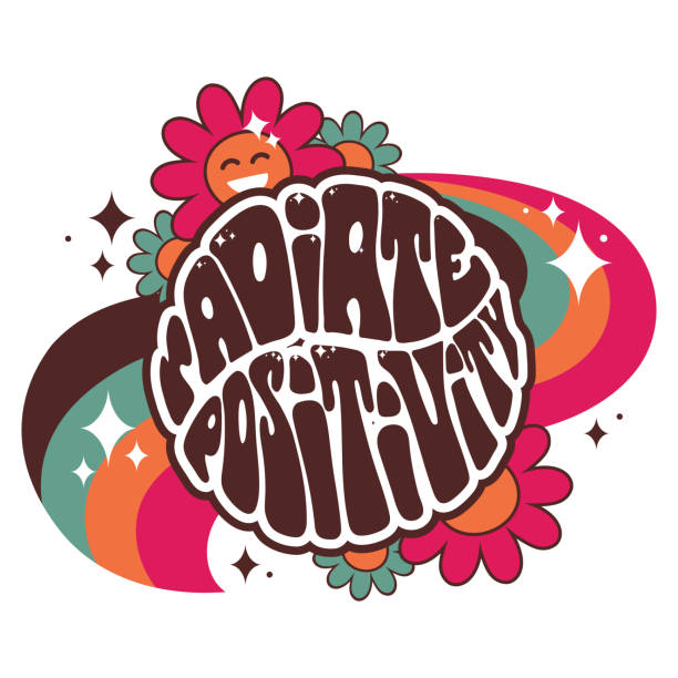 illustrations, cliparts, dessins animés et icônes de rayonner la positivité - hippie