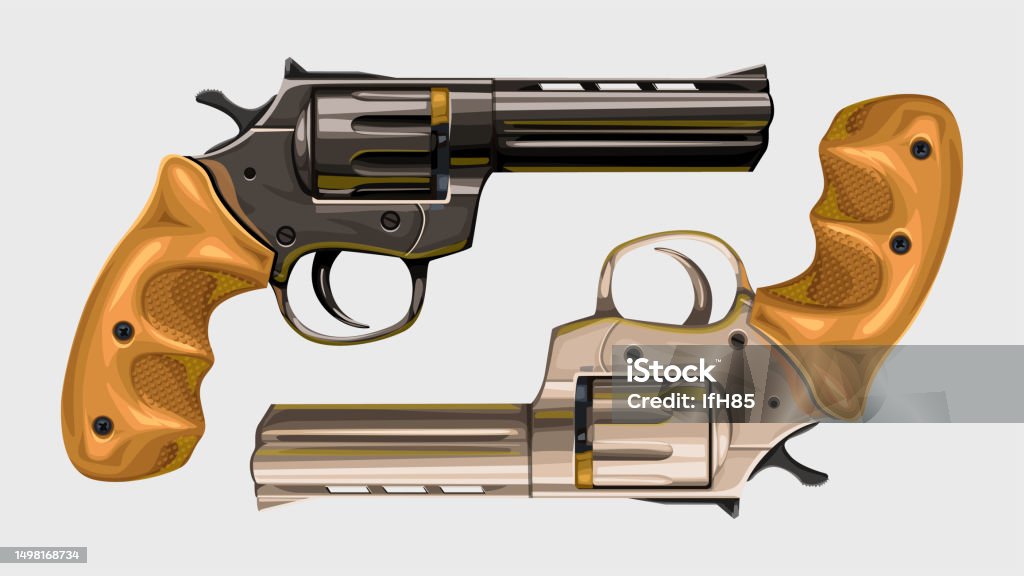 Revolver 2d Reference Two Classic Revolvers On White Stock Illustration - Download Image Now ...