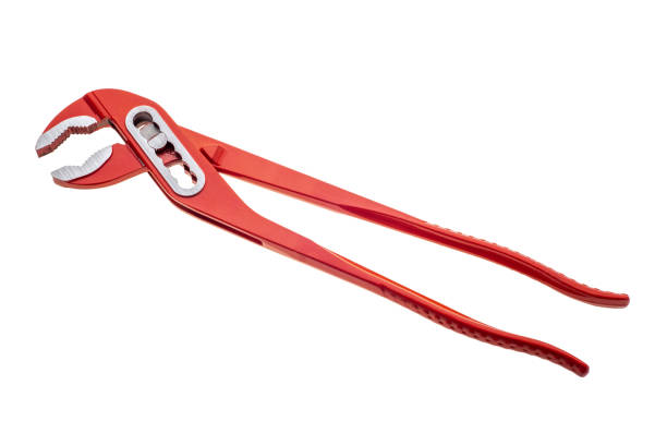 verstellbare wasserpumpenzange - adjustable wrench wrench clipping path red stock-fotos und bilder