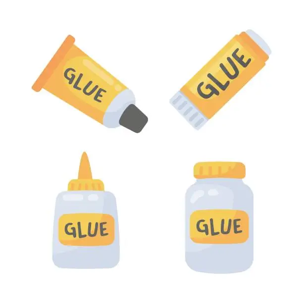 Vector illustration of sticky glue for attaching paper Glue Stick Educational Craft Supplies for Kids