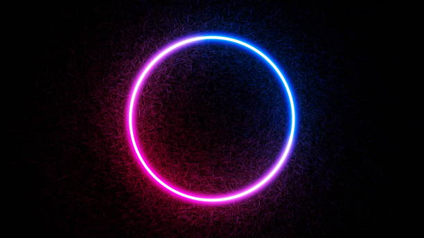 istock Glowing neon ring circle in the grass in the dark. 3d render 1498172419