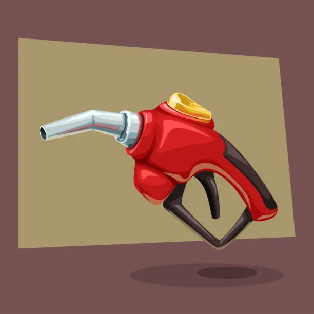 Vector illustration of fuel filling gun red cartoon