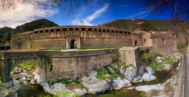Panoramic views of ramparts of Villefranche de Conflent Panoramic views of rampats Villefranche de Conflent, one of the most beautifull village of France. villefranche de conflent stock pictures, royalty-free photos & images