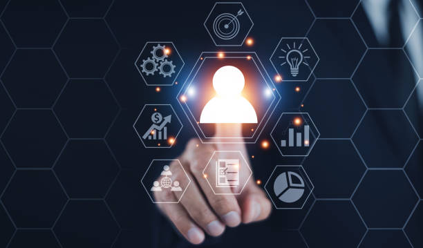 istock Businesspeople touching on screen to target customer. Target customer, buyer persona, customer behavior concept. Marketing plan and strategies. Personalization marketing, customer centric strategies. 1498179921