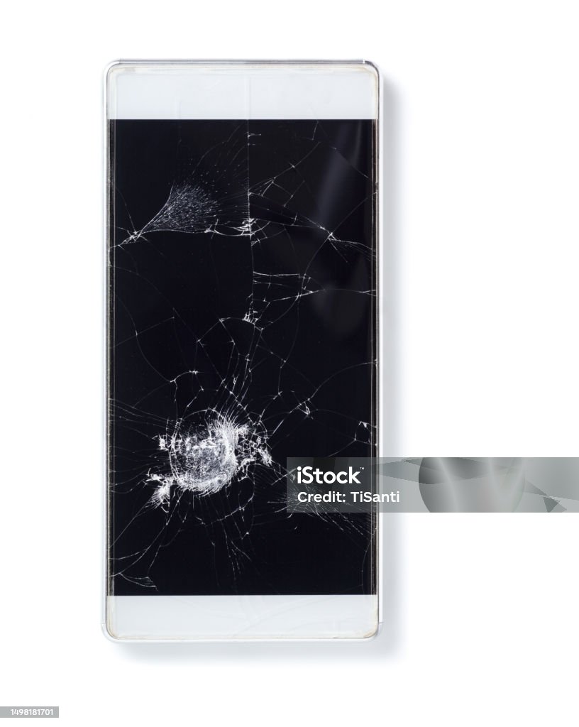 Break Background Phone Broken Screen Cellphone On White Background With Shadow Including ...