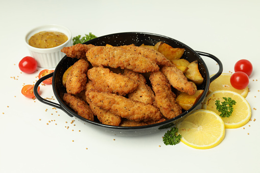 Concept of tasty food with Chicken strips