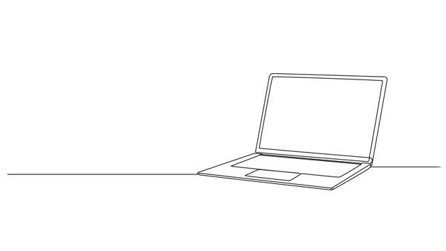 animated single line drawing of laptop computer