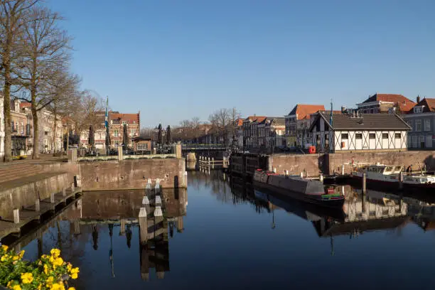 Cityscape of the historic fortified city of Gorinchem in the Netherlands
