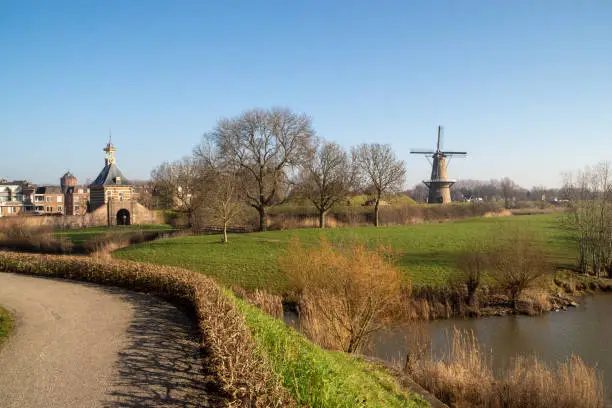 Cityscape of the historic fortified city of Gorinchem in the Netherlands