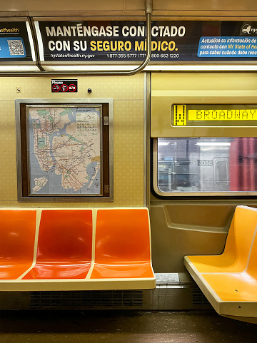 Subway in subway station in New York City