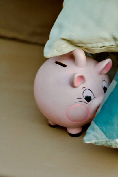 Polish banknote in a piggy bank. Making savings.