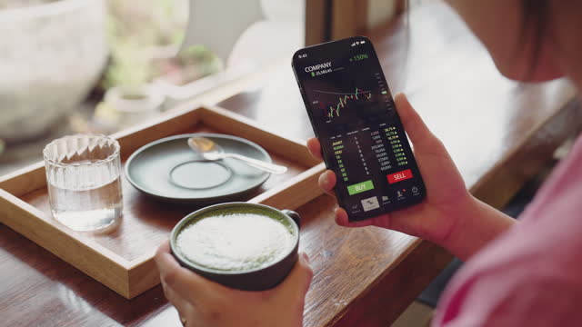 Checking stock market data or cryptocurrency data on mobile phone