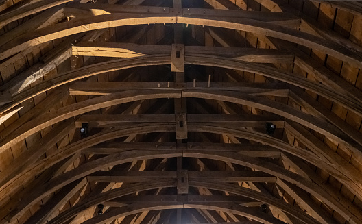ancient wooden ceiling in Brittany, France