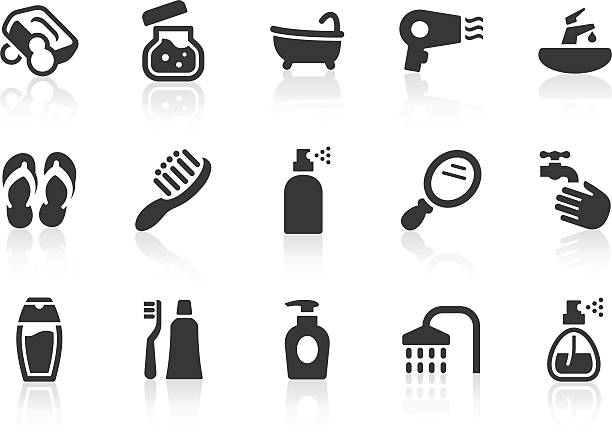 ilustrações, clipart, desenhos animados e ícones de ícones de cuidados pessoais - hygiene bathtub symbol toothbrush