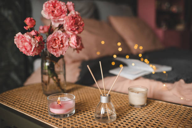 Cozy home decoration with flowers