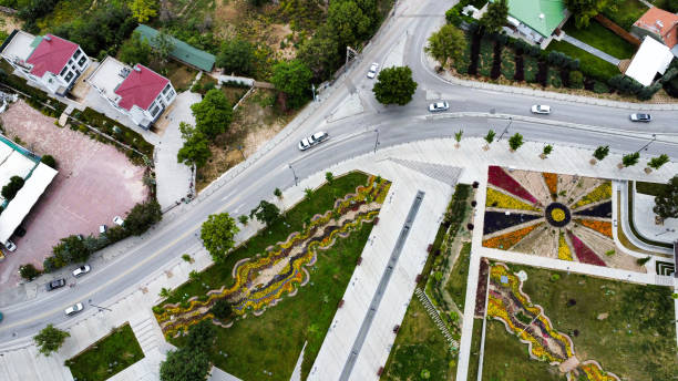 istock Junction, road images taken with drone 1498206077