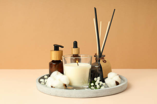 istock Concept of relaxation with burning aroma candle 1498210368