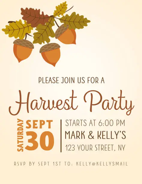 Vector illustration of Thanksgiving Harvest Party Invitation Template