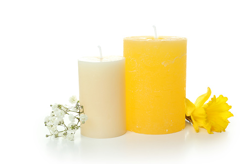 Candles for relaxation isolated on white background