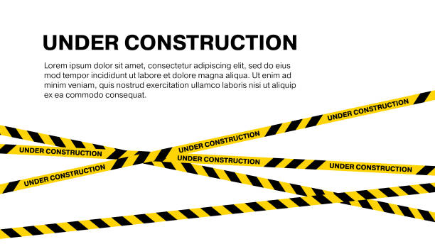건설 웹 사이트 페이지에서. 건설 중 테이프 배너. 벡터 일러스트레이션 - security pattern paper black stock illustrations
