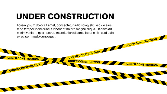 Under Construction Website Page. Under Construction Tape Banners. Vector Illustration