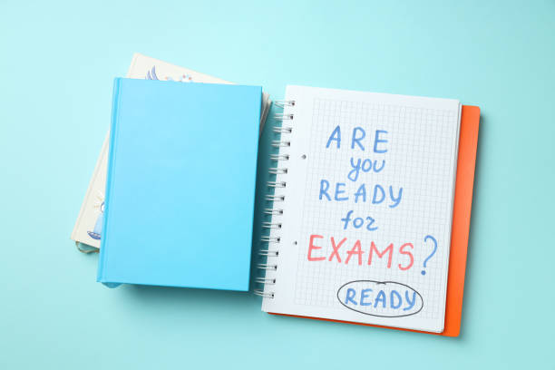 istock Concept of exams and tests, top view 1498215058