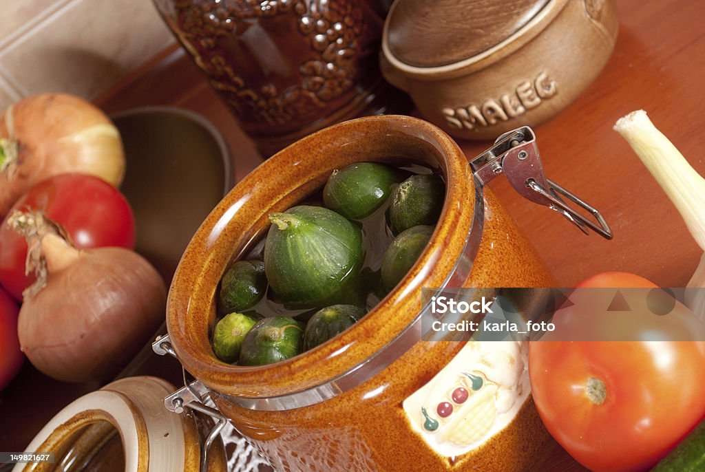 Pickled cucumbers in a rural kitchen College Dorm Stock Photo