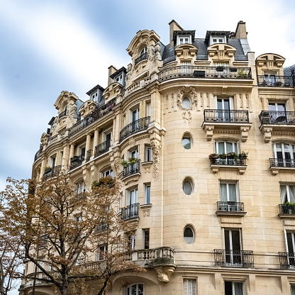 Paris, ancient building avenue Daumesnil, typical facades and windows