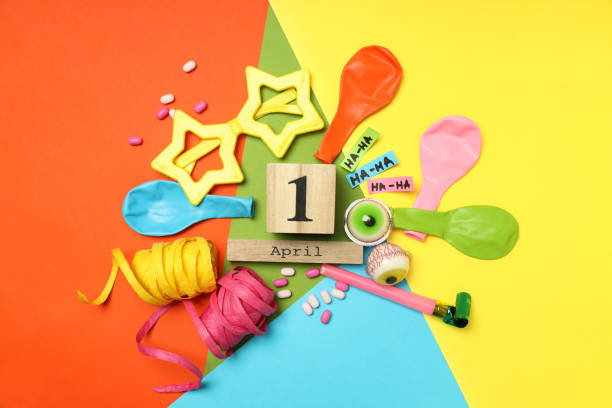 istock Concept of April Fool's Day on multicolored background 1498218127