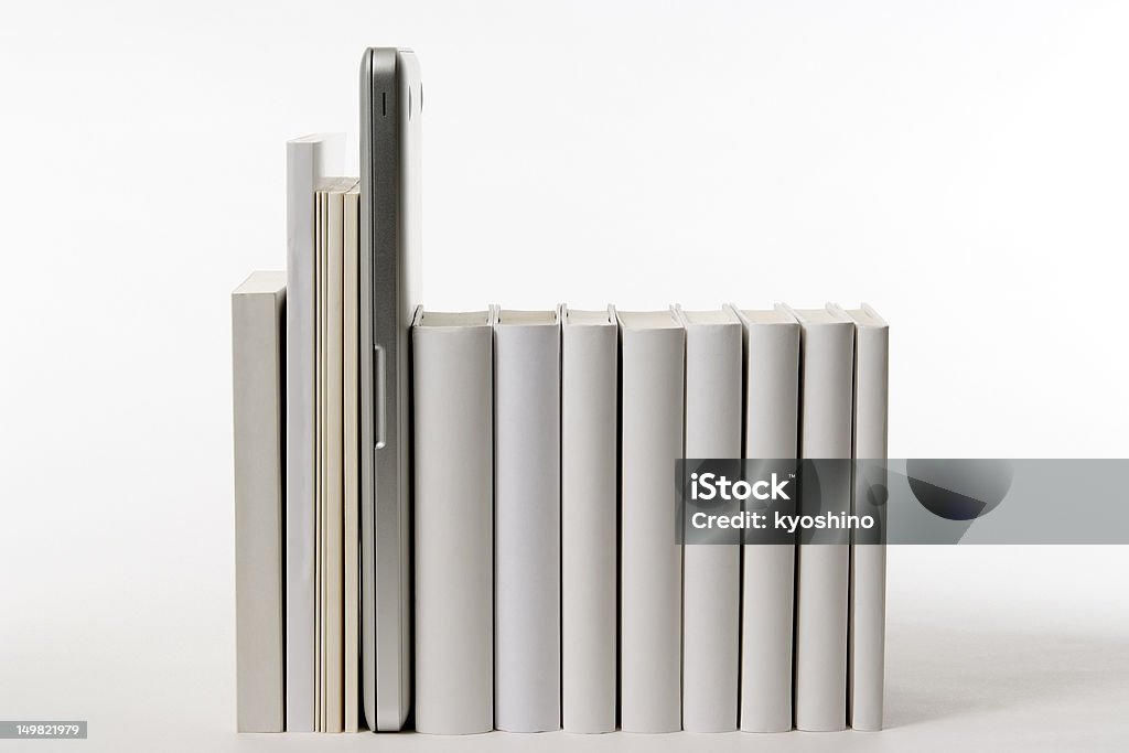 空白行の本やノートパソコンで、白背景 - からっぽのロイヤリティフリーストックフォト