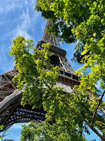 las Vegas, Nevada, USA - August 01, 2022: Paris Las Vegas is a luxury resort and casino on Las Vegas Strip. The hotel has Paris theme including Eiffel Tower and the Louvre.