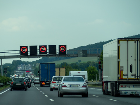 Highways are congested with traffic. European highway.