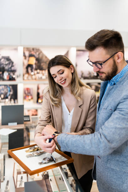 istock Business man in jewelry store 1498222907