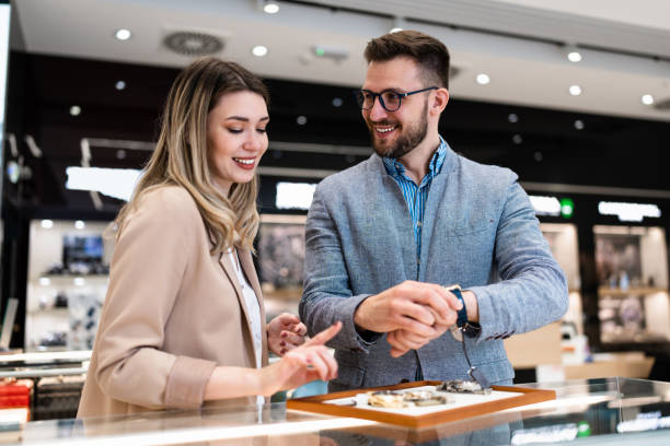 istock Business man in jewelry store 1498222908