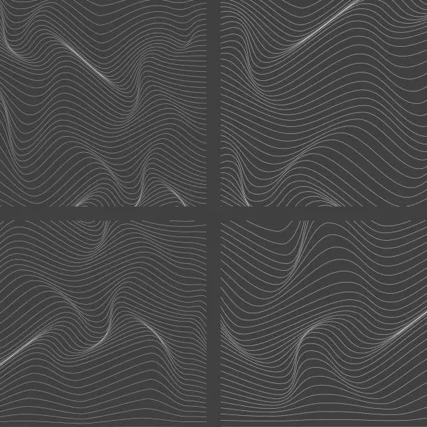 Vector illustration of Wavy abstract pattern texture set.