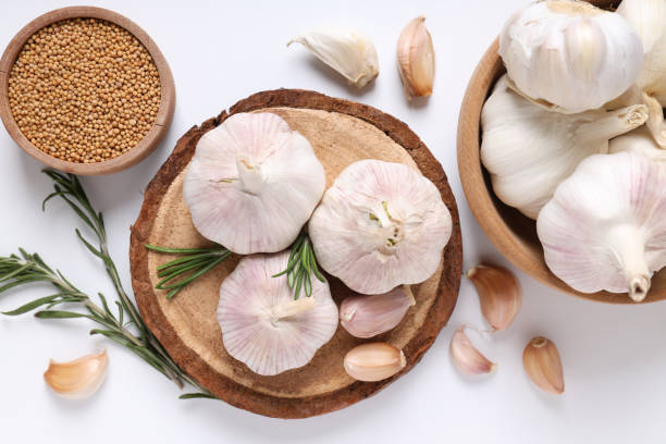 istock Concept of cooking with garlic, top view 1498225196