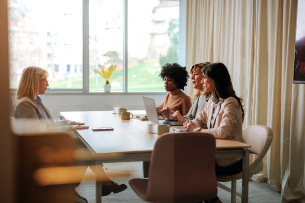 istock Young woman in job interview. 1498226033