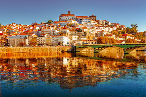 View of Coimbra University from left bank of the Mondego River.