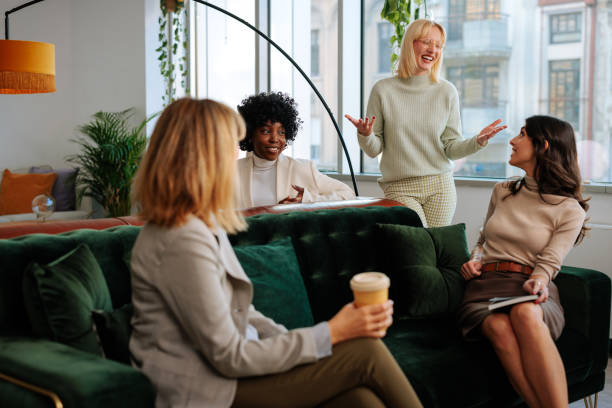 istock Coffee break in office lounge. 1498226585