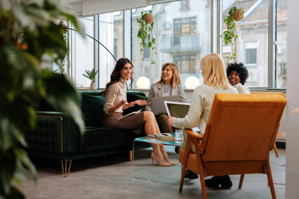 istock Cheerful woman in job interview. 1498226678