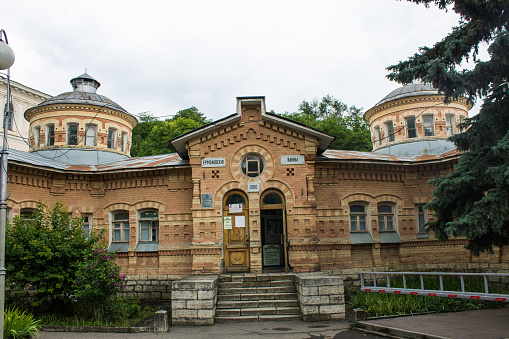 facade of a historic building in the old town - Ermolovsky baths in Pyatigorsk, Stavropol Territory