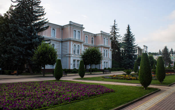 kurortny boulevard nel centro storico di kislovodsk - boulevard mansion road grounds foto e immagini stock