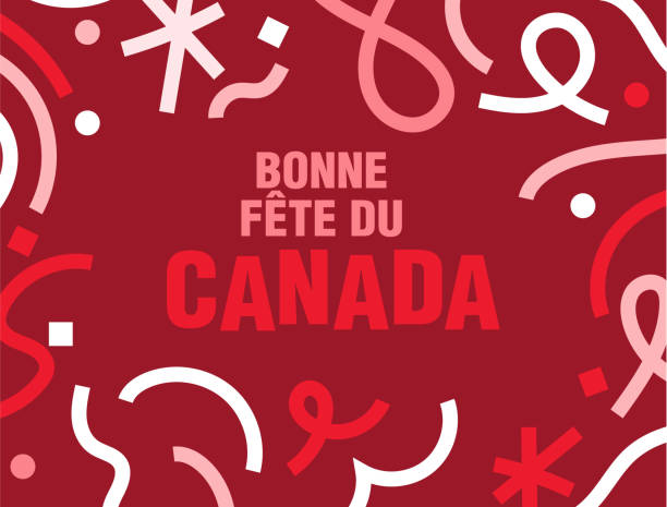 Happy Canada Day French greeting web banner design template - ilustração de arte vetorial