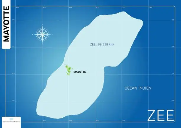 Vector illustration of Exclusive Economic Zone of Mayotte island