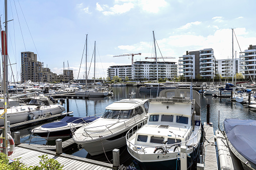 Southampton, United Kingdom - August 6th, 2023:- Ocean Village Marina located in Southampton