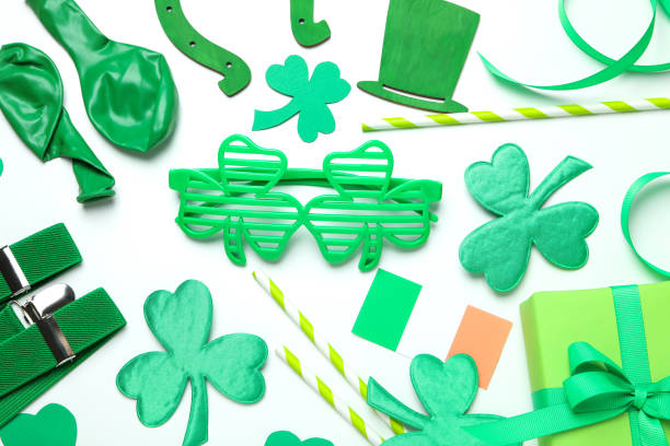 istock Different accessories of St.Patrick's Day on white background 1498236323