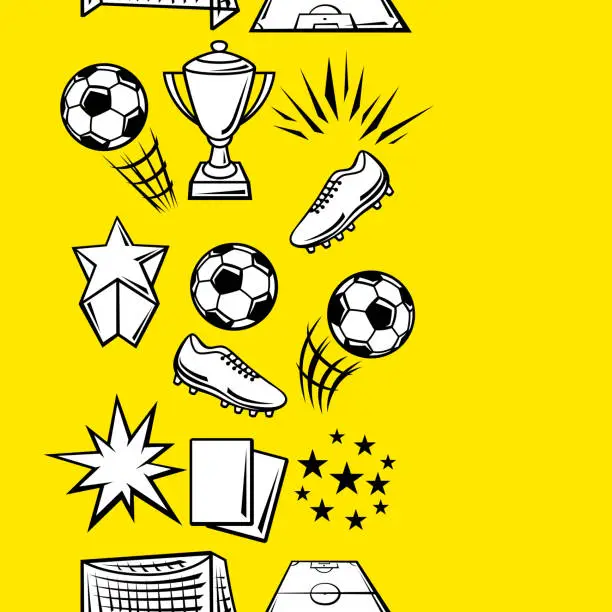 Vector illustration of Pattern with soccer symbols. Football club illustration.
