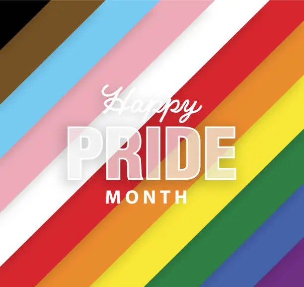 Vector illustration of LGBTQIA Happy Pride Month Rainbow colorful abstract background design with text
