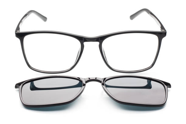 istock Glasses with magnetic clip on sunglasses isolated on white 1498243787