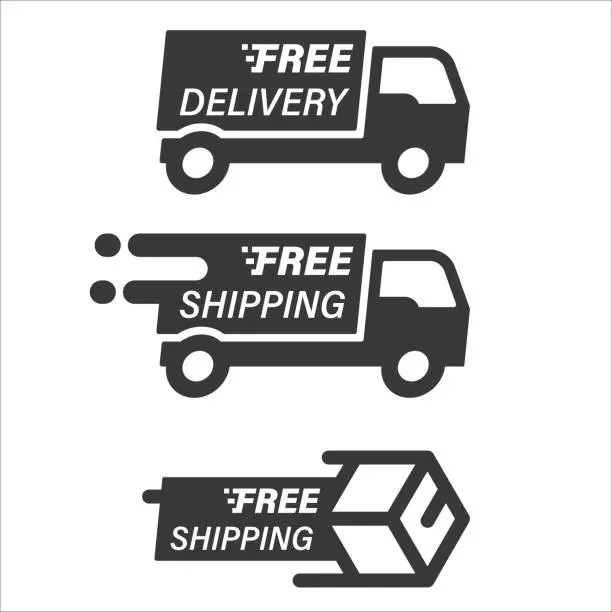 Vector illustration of Free delivery service logo badge. Free shipping  badge or logo vector icon.